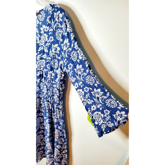 J.Dee Garden Floral Boho Blue and White Flowy Mini Dress Size M Wedding Guest - Picture 4 of 5